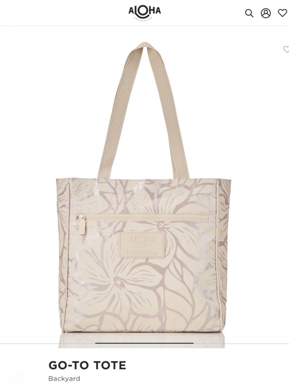ALOHA Collection Backyard Go-To Tote in a Metallic Blush Pink/Sandstone Tiare